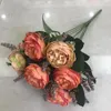Dekorativa blommor konstgjorda siden bukett falska lila mittstycken festbord blommor hem brud bröllop dekor