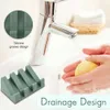 Dish Self Draining Soaps Holder Silicone Dusch Waterfall Bar Plate With Drain Soap Saver Kök Badrumstillbehör