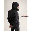 아크 디자이너 야외 코트 윈드 방풍 자케트 유럽 세이버 남성용 단색 로고 인쇄 후드 지퍼 가루 스키 재킷