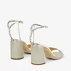 Pompe da donna della moda Sandalo SAEDA/BH 85 mm Sandali clastici in oro bianco Italia delicata catena di cristallo Peep Piep Designer Designer Designer Abito da sera Cacchi Plorse Cuci Eu 35-43