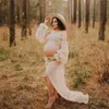 Fotografia de maternidade Props sexy duas peças tule chiffon bohemian tiro de fotografia gravidez boho estilo de bebê vestido de chá de bebê