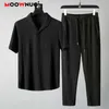 Summer Mens Casual Sets Tshirts Calças Sportswear Jogger Momento Mossa Moda Macurras Hombre Fit Moownuc 240426