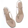 Ladies 2022 Mulheres Couro PU 8cm Sandálias de salto alto Sapatos bombas de verão Abertura dos dedos do casamento Fliple Flops Europa e América Tamanho da banda estreita 34-46 E279 B