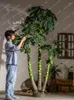 Flores decorativas grandes árboles imitativos papaya árboles falsos planta verde bonsai paisaje decoración del piso biónico