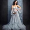 Wróżka tiulowy sesja macierzyńska koronkowa aplikacja Baby Shower sukienki dla kobiety w ciąży maxi suknia