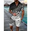 Men's Tracksuits Men's Tracksuit Summer Short Sleeve Shirt And Shorts Suit Two-Piece Set Male Gym Sport Golf Clothing Streetwear For Mencasual Men#2024 860