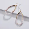 Dangle Earrings BOROSA Golden Plated Elegant Natural Gems Stone Drop Earring For Women Fashion Jades Beads Hoop Jewelry