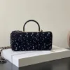 12A Luxury 23K Doctor Bag Woolen Långt rent handgjorda vintage Woolen Tyg Pendlare Väska Kvinnor Crossbody Bag Hold Bag Single Chain Strip Original Box