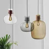 Modern Pendant Light Amber/Clear/Gray Glass Chandelier Romantic Bedroom Lamp Living Room Kitchen Dining Room Hanging Light