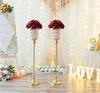 Stół ślubny Wazon: złote wazony kryształowy stojak na kwiaty metalowe kwiaty centralne stojaki na wesela urodziny