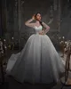 Sierlijke trouwjurken Hoge nek Bruidsbaljurken Pailletten Beading Lange mouw Sweep Train Custom Made Bruid Dress Vestido de novia