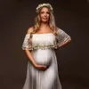 自由ho放なマタニティスラッシュネックレースタッセル妊娠写真ボヘミアンロングドレス