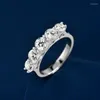 Klusterringar 925 Sterling Silver Unique Rhodium Plated Victorian 5 Stone Zircon Anillo Ring For Women Sparkling Wed Party Fine Jewelry