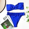 Kobiety stroje kąpielowe Ruched bikini elastyczne talia talii Bandeau Swimsuit Dwuczęściowe stroje plażowe 2024 Kobiety Kąpiel Kącika Bikini set biquinis