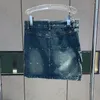 Letter Printing Denim Skirt Women Fashion Sexy Classic Jeans Button Package Hip Skirt Blue Denim Dress