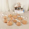 Decorative Figurines 2sets/pack Different Top Glass Dome Vase Home Transparent Cover Cork Base Wedding Live Prop DIY Friend Favor Gift