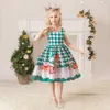 Julflickor 2023 Nya klänningar för barn Cartoon Tryckt Dance Performance Teanger Party Dress Baby Costume Clothing L2405