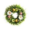 Decorative Flowers Rattan Egg Wreath Pendant Diy Flower Garland Door Hanging Happy Easter Wedding Decoration 2024