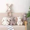 Super zachte lange benen baby sweede speelgoed roze konijntje grijs teddybeer honden olifant eenhoorn knuffel gevulde dieren popspeelgoed voor kinderen