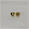 Stud G Gold Heart Earring Women Rose paar Flanel Bag Roestvrij staal 10 mm Piercing Body Jewelry Gifts For Woman Accessoires Drop de DHSWD
