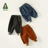 Trousers Amila Baby Pants 2023 Spring Autumn New Embroidery Corduroy Three Colors Loose Trousers Girls and Boys Childrens Clothes CasualL240502