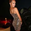 Seksowna gorąca sprzedaż Nowa moda lampart w stylu ulicznym klub nocny wszechstronny pasek z koralikami sukienka damska
