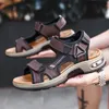 Summer Mens Sandals Leather Mens One Layer Cowboy Gladiator Roman Mens Beach Sandals Soft Padded Wading Shoes 240510