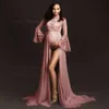 Fotografia de maternidade Props Dress Tamanho da gravidez Lace Body Body Feminino Pagoda Sleeve Slim Jumpsuit com saia de chiffon