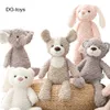 Super zachte lange benen baby sweede speelgoed roze konijntje grijs teddybeer honden olifant eenhoorn knuffel gevulde dieren popspeelgoed voor kinderen