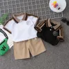 Barnkläder Set Summer 2024 Polo Shirts+Shorts 2pcs/Set Sport Suits For Kids Boys School Uniform Toddler Outfits Clothes L2405