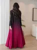 Etniska kläder veckade lutning muslimska abaya kvinnor abayas saudi arabiska flare slve cardigan klänning caftan maxi vestidos marocko kaftan long robe t240515