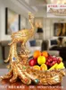 Plates Luxury Dessert Plate Fruit Holder Home Decor Resin Peacock Tray Dry Living Room Decoration Dishes