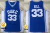 Mens Jayson Tatum Kyrie Irving Duke Basketball Jersey cousu 32 Christian Laettner 33 Grant Hill Duke Blue Devils Jersey S-3XL