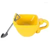 マグカップ掘削機マグクリエイティブキッズバースデーギフトセラミックコーヒーグラス面白い黄色の掘削機バケツウォータードリンクティーカップケーキカップ