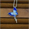 Jewelry Settings S925 Fine Sier Pendant Fittings Pearl Necklace Drop Empty Support Bracket Diy Enamel Butterfly Delivery Otf4H Otiiw