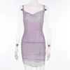 Hot Selling 2024 New Perspective Mesh Sexig Swinging Neck Dress Nightclub Flash Diamond Sling Kort kjol 233905