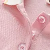 Vestido de festa de festas Little Maven Roupas de crianças 2024 Meninas de bebê rosa pólo pólo de verão vestidos de férias para crianças roupas l2405
