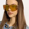 Erkekler büyük boyutlu gri maske güneş gözlüğü tasarımcısı titanyum çerçeve şık retro kadın güneş gözlüğü bps146 kutu