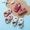 Summer Infant Baby Girls Anti-collision Toddler Shoes Love Soft Bottom Genuine Leather Kids Children Beach Sandals L2405