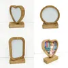 Double Sublimation Base EE Round With DIY Blank Photo Sided Wood Frame Heart Bamboos Frames Magnetism Picture Painting Decoration FY499 Wcbw