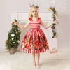 Noel Kızlar 2023 Çocuklar İçin Yeni Elbiseler Karikatür Baskılı Dans Performansı Teeanger Partisi Elbise Bebek Kostüm Giyim L2405