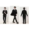 Birthday Wedding Tuxedo Dress Flower Boys Plaid Photography Suit Kids Black Jacket Vest Pant Evening Party Costume Prince