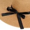 Womens Beach Sun Paraply Large Brim Cork Straw Hat Fashionable Summer Bow Hat Casual Summer Sun Hat 240515