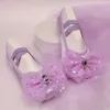 Princess Soft Cat Claw Water Diamond Bowknot Mesh Dance Shoes Girl Shoe for Dancing Children's Ballet Sneaker L2405 L2405