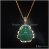 Pendant Necklaces Fashion Exquisite Maitreya Buddha Necklace Inlaid With Shiny Zircon Crystal Base Ladies Lucky Amet Fortune Jewelry D Otxmg