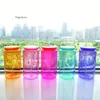 Jelly Warehouse 16oz usa tumblers kleur sublimatie glazen tuimelaar jar ijs ijs drankje frisdrank dranken bier blik glazen kopjes koffie mokken met gekleurde deksels rietjes