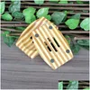 Soap Dishes Natural Bamboo Wooden Dish Woodens Soaps Tray Holder Storage Rack Plate Box Container Bath Shower Bathroom Drop Delivery Dhjf5