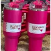 Skepp från USA Cosmo Pink Watermelon Moonshine H2.0 40oz Tumblers Cups med silikonhandtag Lock Straw Travel Car Mugs Fortsätt dricka kallt vattenflaskor Target Red 0516