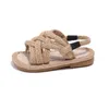 Sandals Girls Gladiator Boys Rope Sandals 2024 Summer Linen Linen Hemp Summer Children Shoes Kids Roman Beach Shoes Treadals Y240515