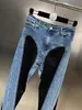 Jeans Womens Designer byxa ben Öppna gaffel tät capris denim byxor tillsätt fleece tjockare varm bantning jean byxor märke kvinnor kläder broderi mugler